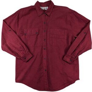 Vintage Ilio Shirt Womens L Red‎ 90's Gorpcore Utility Outdoors Roll Tab Casual